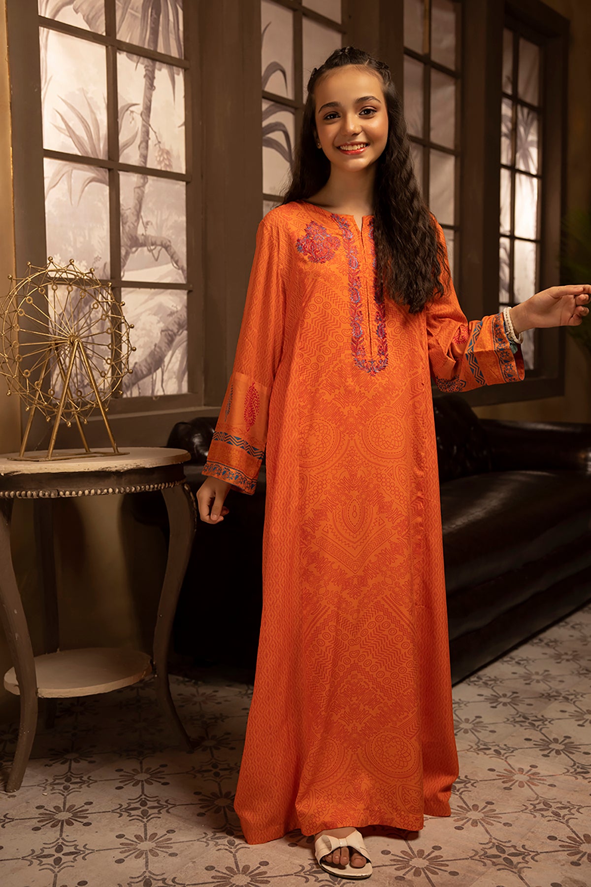 DSW22-36-Printed Embroidered Fustaan 1PC