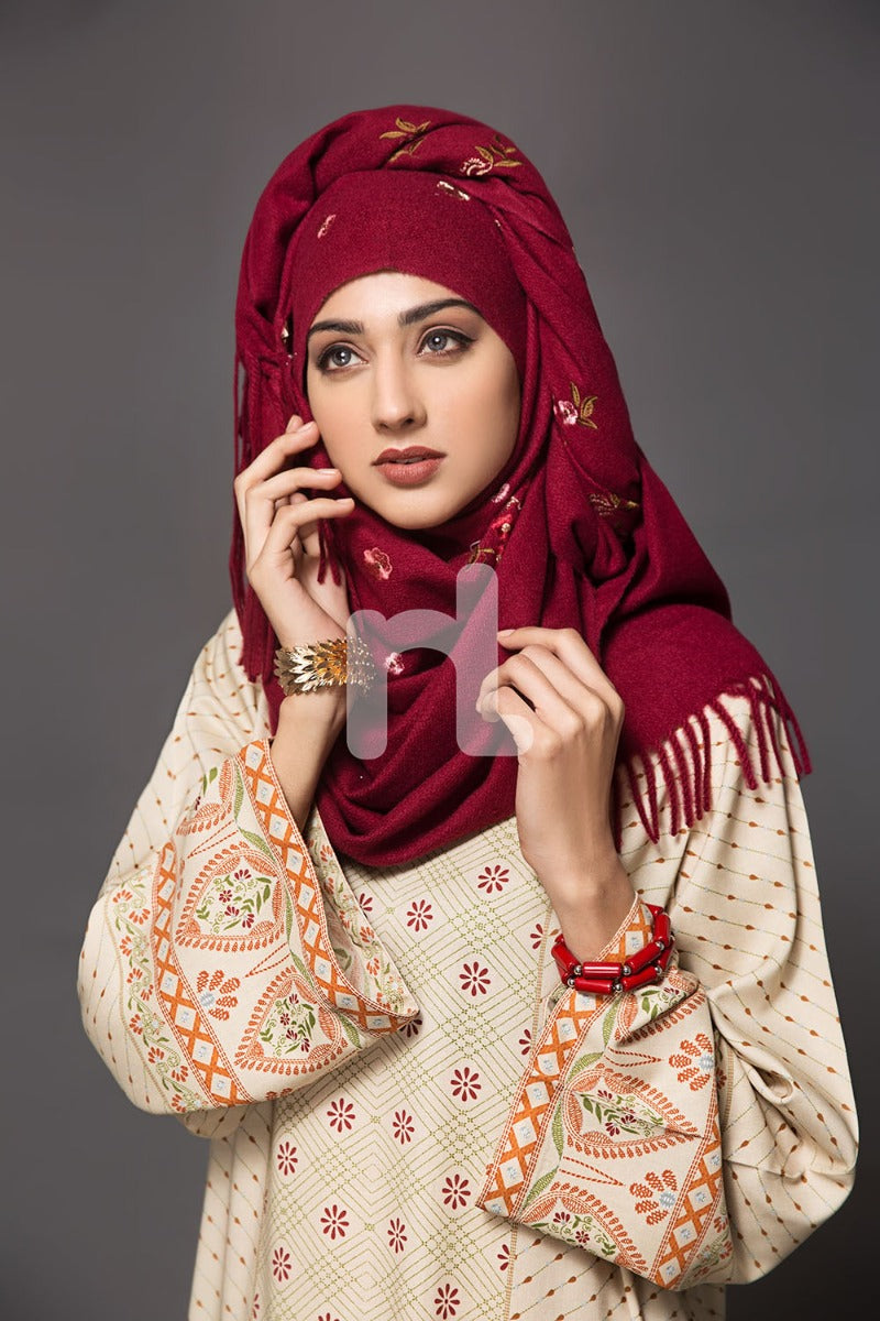 DW18-47 Beige Digital Printed Stitched Cotton Modal Jalabiya - 1PC - Nishat Linen UAE