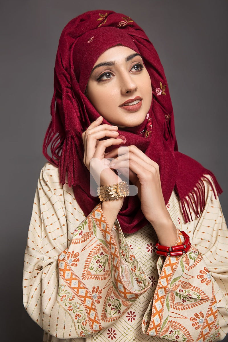 DW18-47 Beige Digital Printed Stitched Cotton Modal Jalabiya - 1PC - Nishat Linen UAE