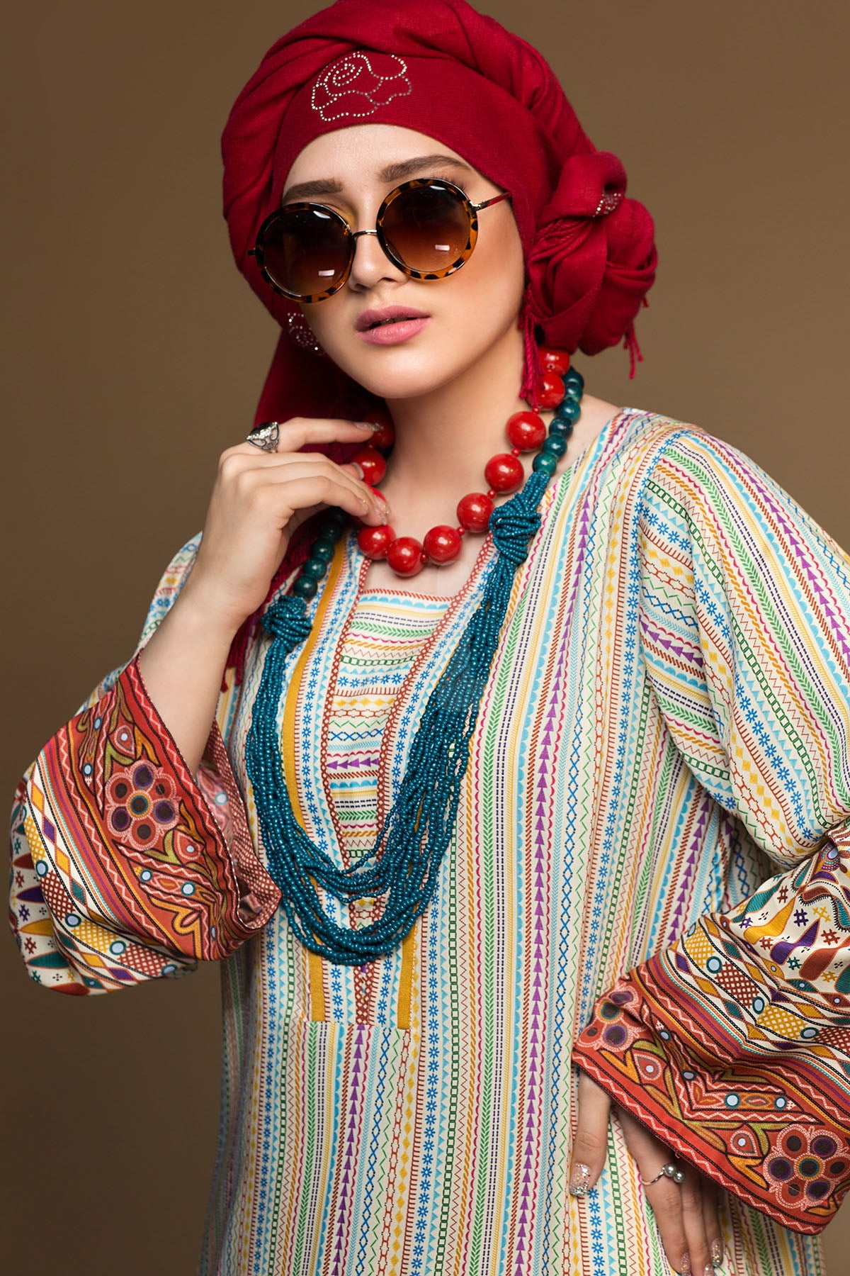 DW19-20 White Printed Stitched Jalabiya - 1PC - Nishat Linen UAE