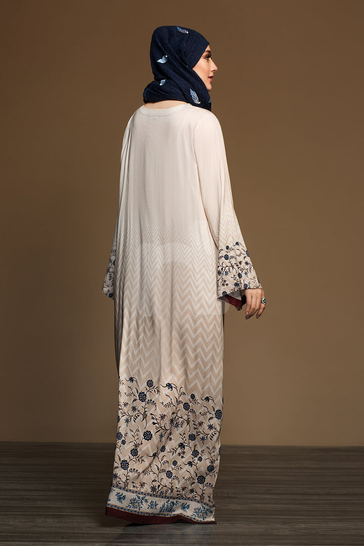 DW19-29 Grey Printed Embroidered Stitched Jalabiya – 1PC - Nishat Linen UAE