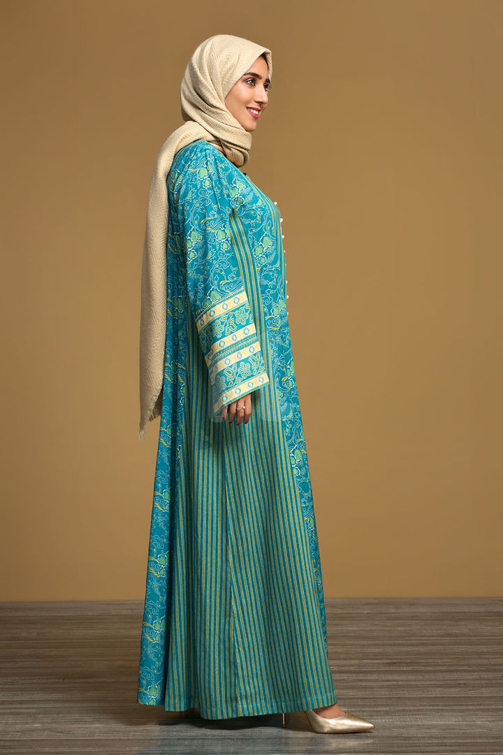 DW19-41 Green Printed Stitched Jalabiya – 1PC - Nishat Linen UAE