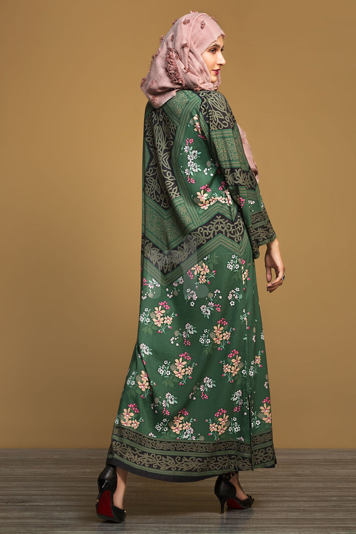 DW19-53 Green Printed Stitched Jalabiya – 1PC - Nishat Linen UAE