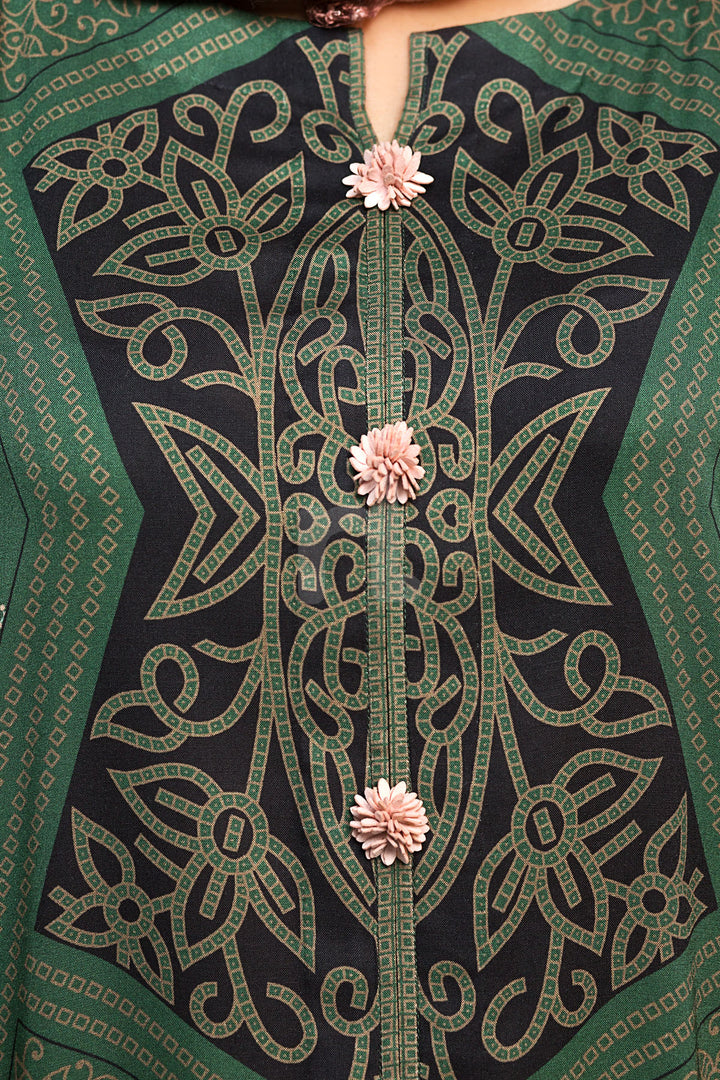 DW19-53 Green Printed Stitched Jalabiya – 1PC - Nishat Linen UAE