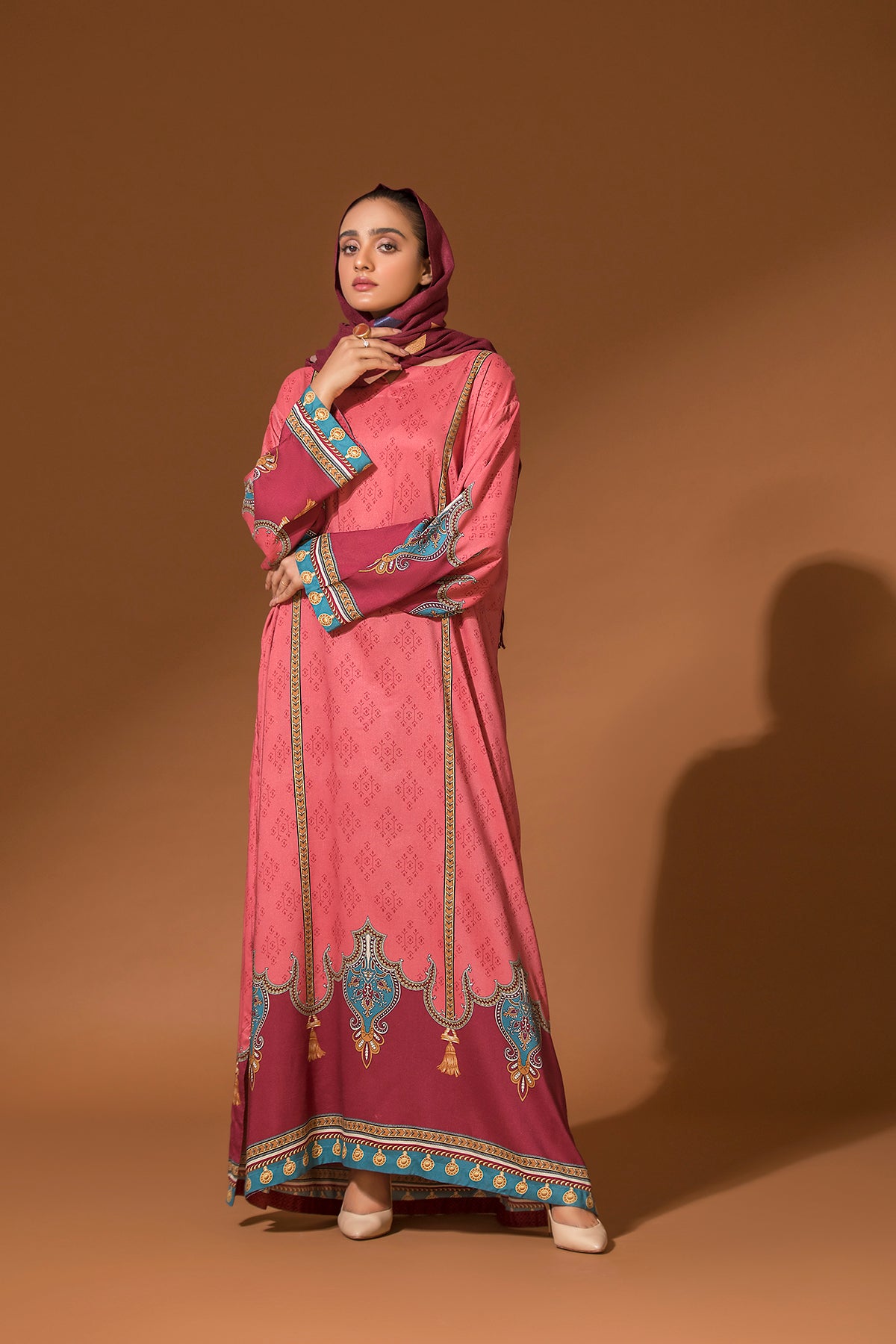 DW20-04 Digital Printed Linen Stitched Fustaan with Mask  1PC