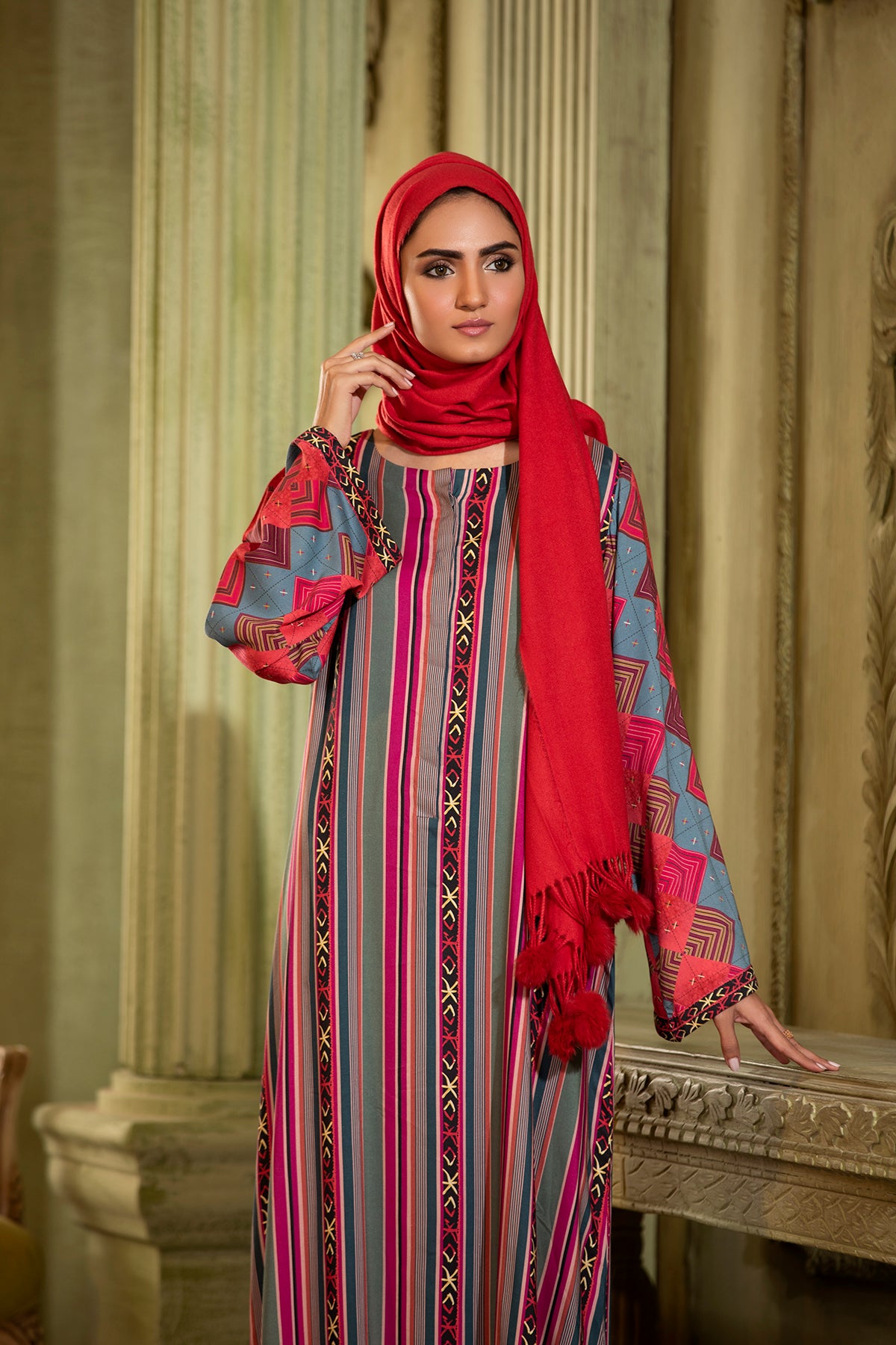 DW20-08 Digital Printed Linen Stitched Fustaan with Mask  1PC