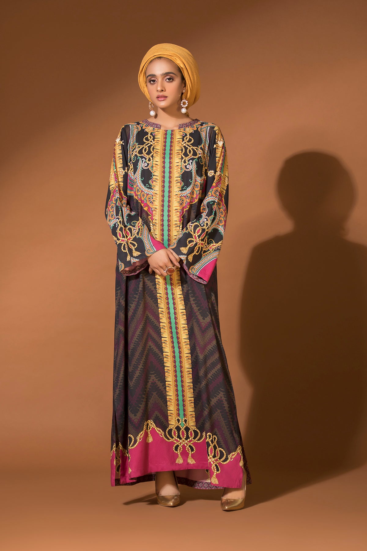 DW20-09 Digital Printed Linen Stitched Fustaan with Mask  1PC