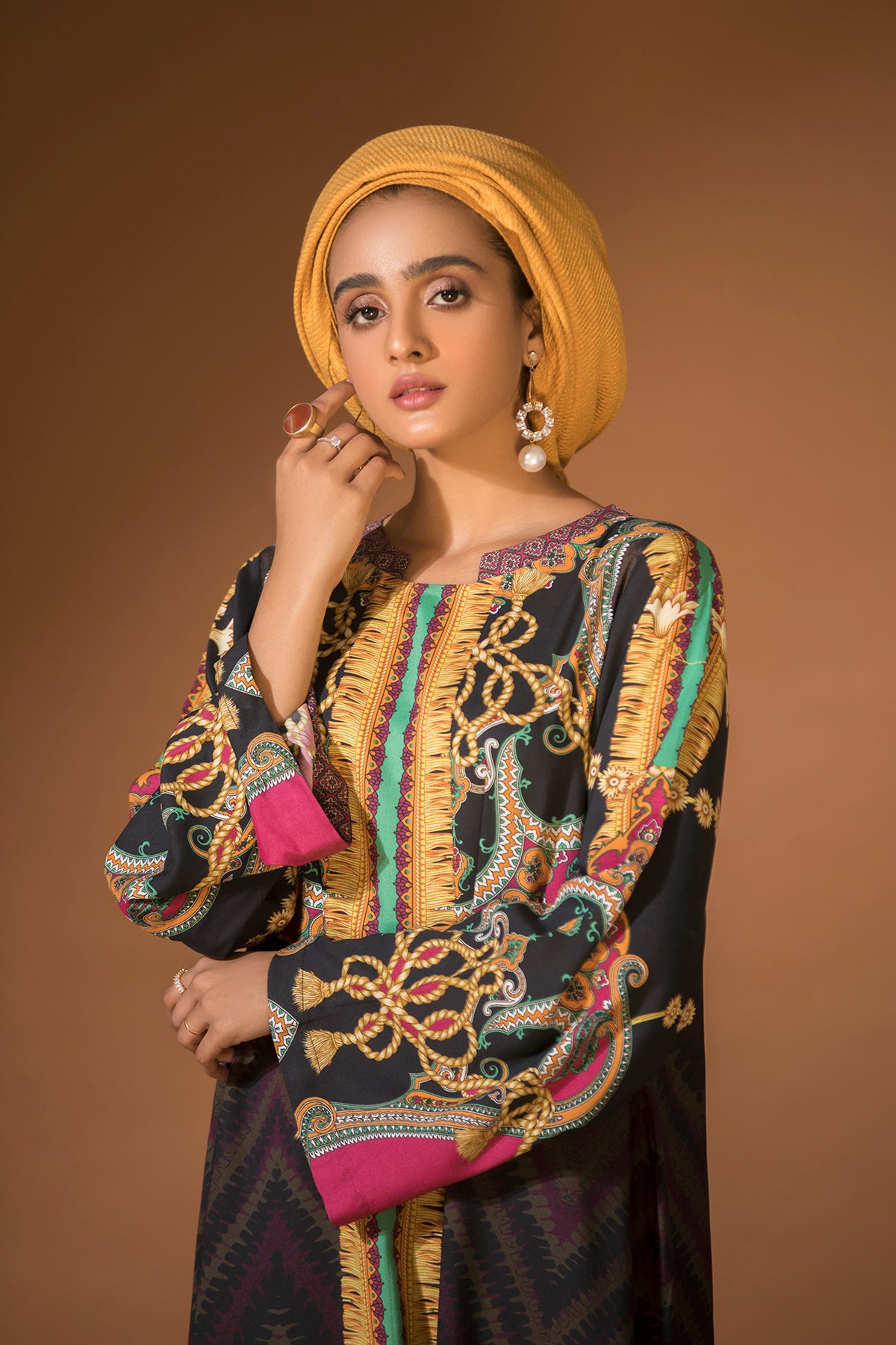 DW20-09 Digital Printed Linen Stitched Fustaan with Mask  1PC