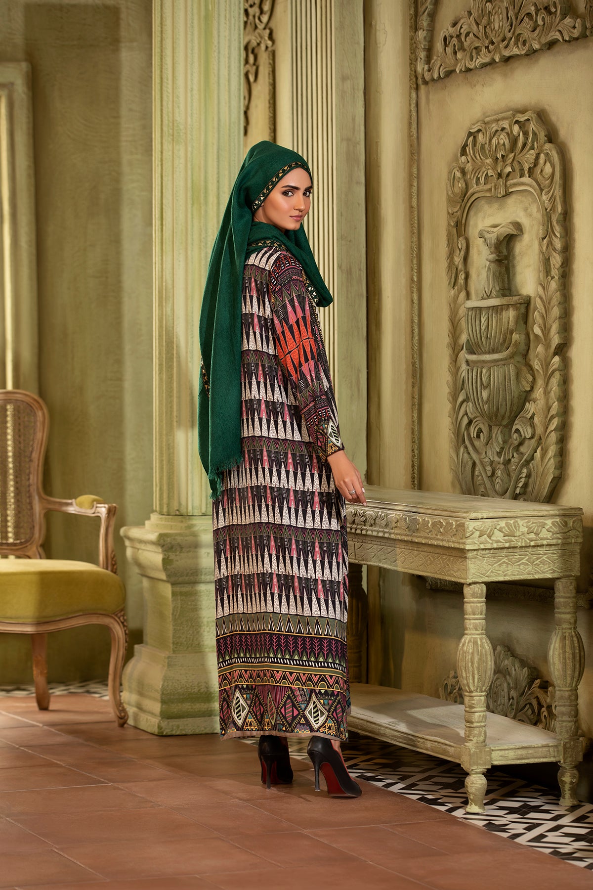 DW20-11 Digital Printed Linen Stitched Fustaan with Mask  1PC