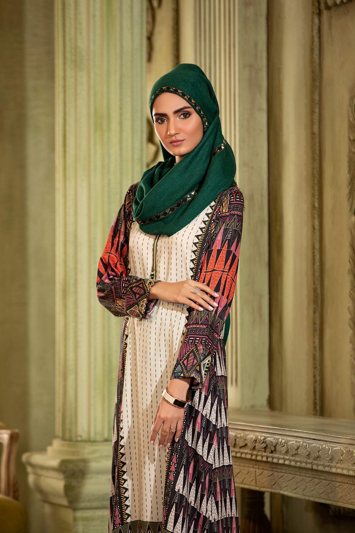DW20-11 Digital Printed Linen Stitched Fustaan with Mask  1PC
