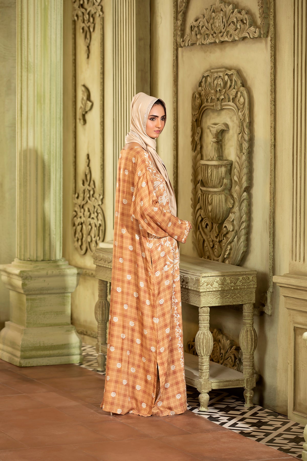 DW20-12 Digital Printed Linen Stitched Fustaan with Mask  1PC