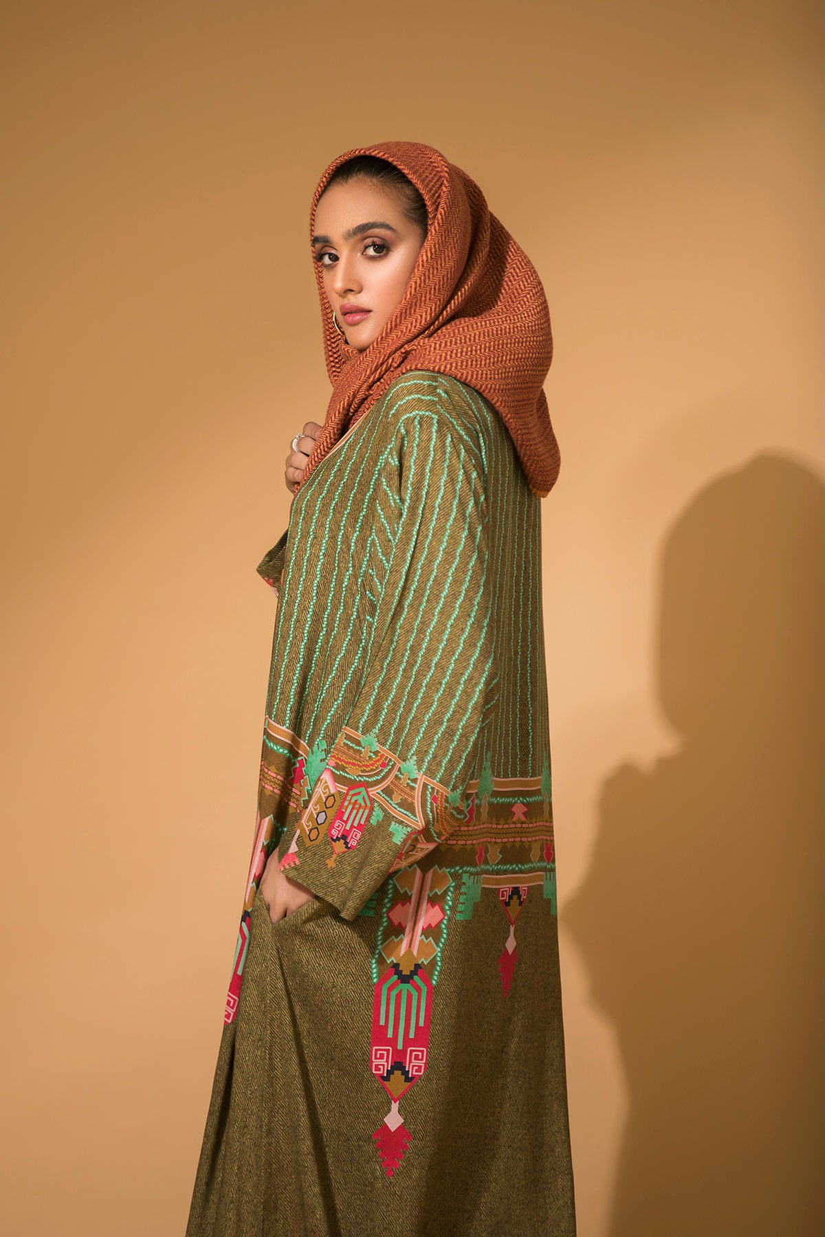 DW20-22 Digital Printed  Stitched Fustaan with Mask  1PC