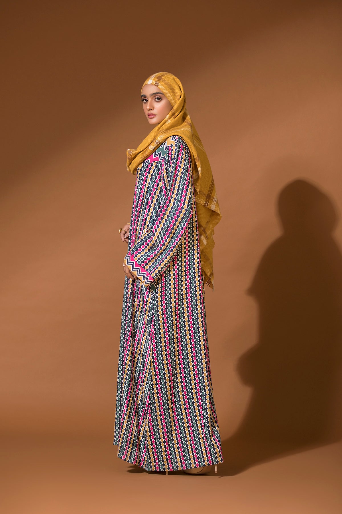 DW20-28 Digital Printed Linen Stitched Fustaan with Mask  1PC