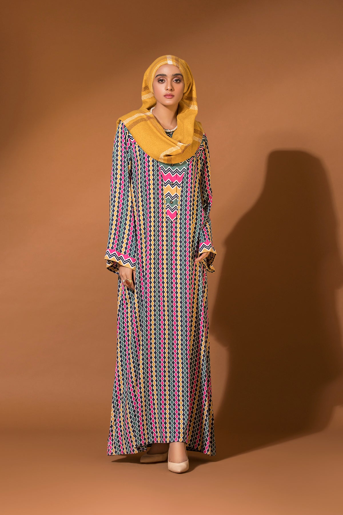 DW20-28 Digital Printed Linen Stitched Fustaan with Mask  1PC