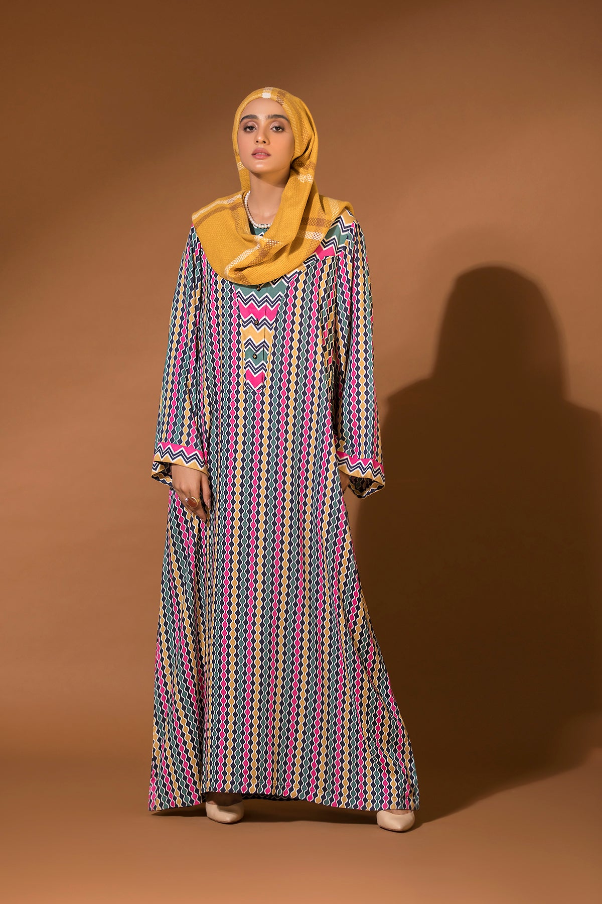 DW20-28 Digital Printed Linen Stitched Fustaan with Mask  1PC