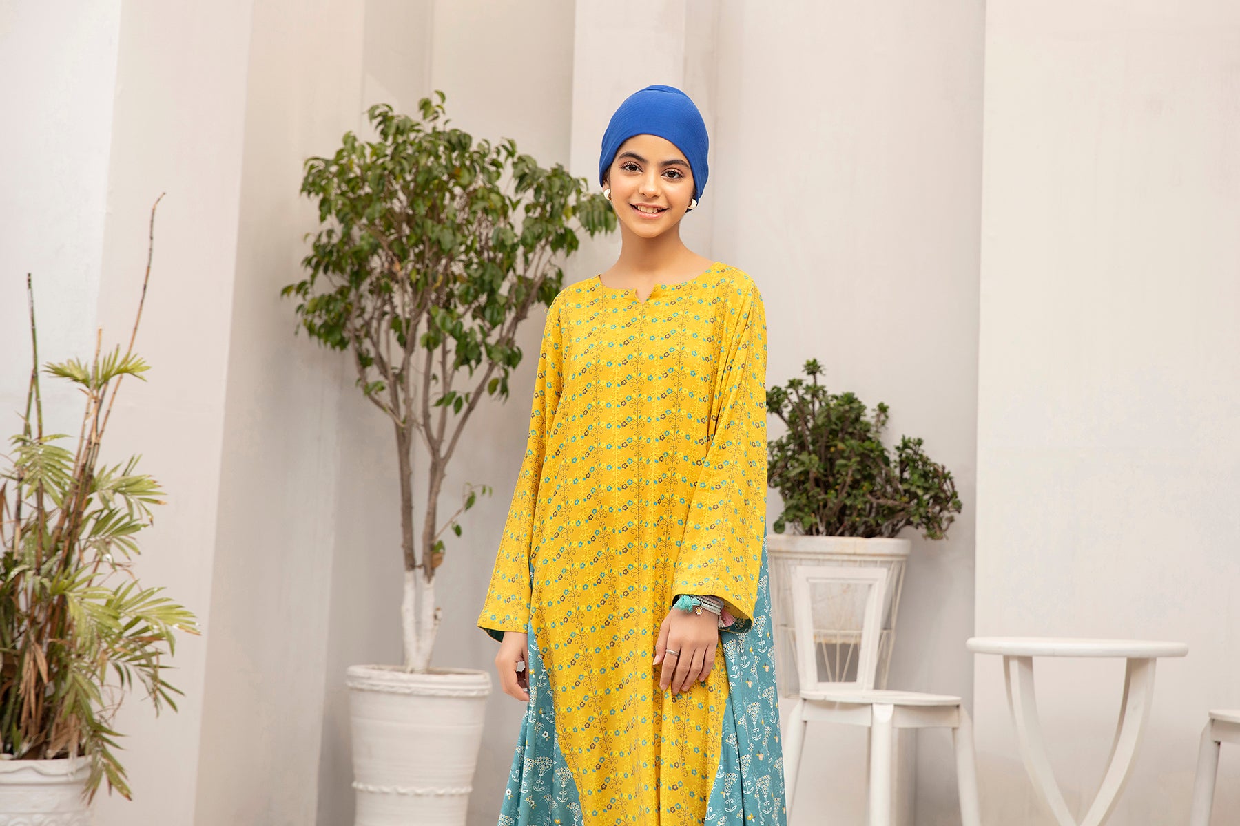 DW20-31 Digital Printed Linen Stitched Fustaan with Mask  1PC