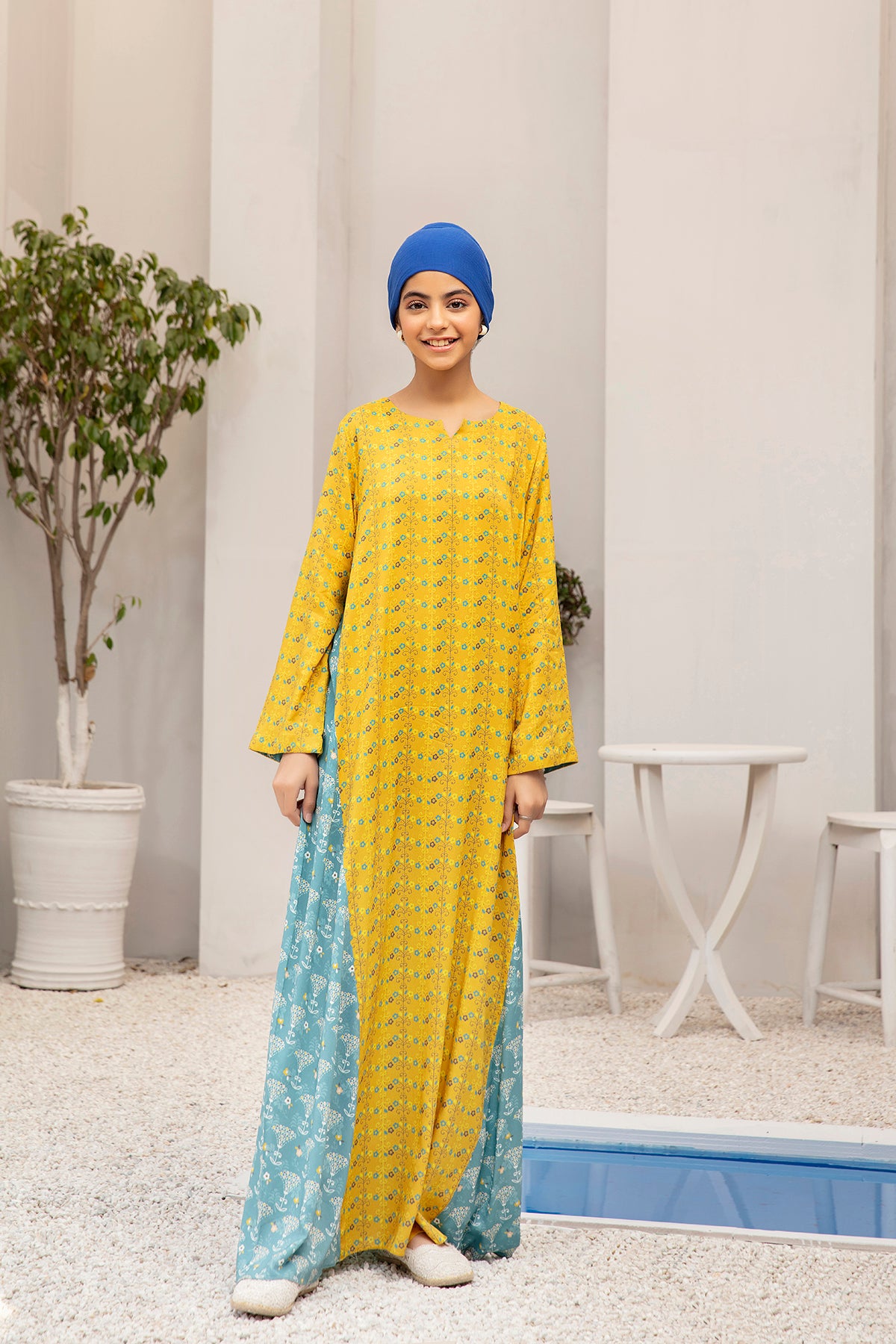 DW20-31 Digital Printed Linen Stitched Fustaan with Mask  1PC