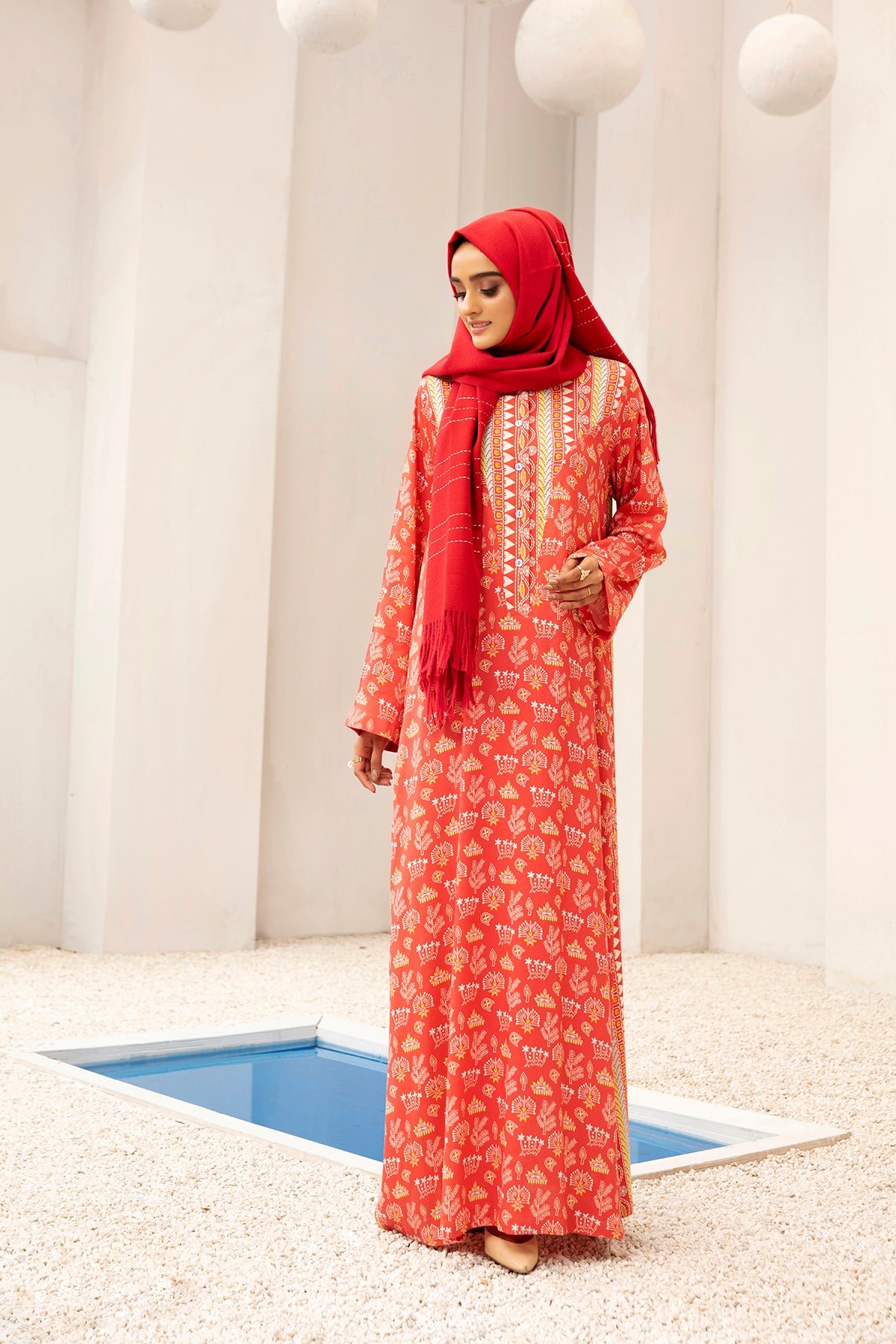 DW20-37 Digital Printed Linen Stitched Fustaan with Mask  1PC