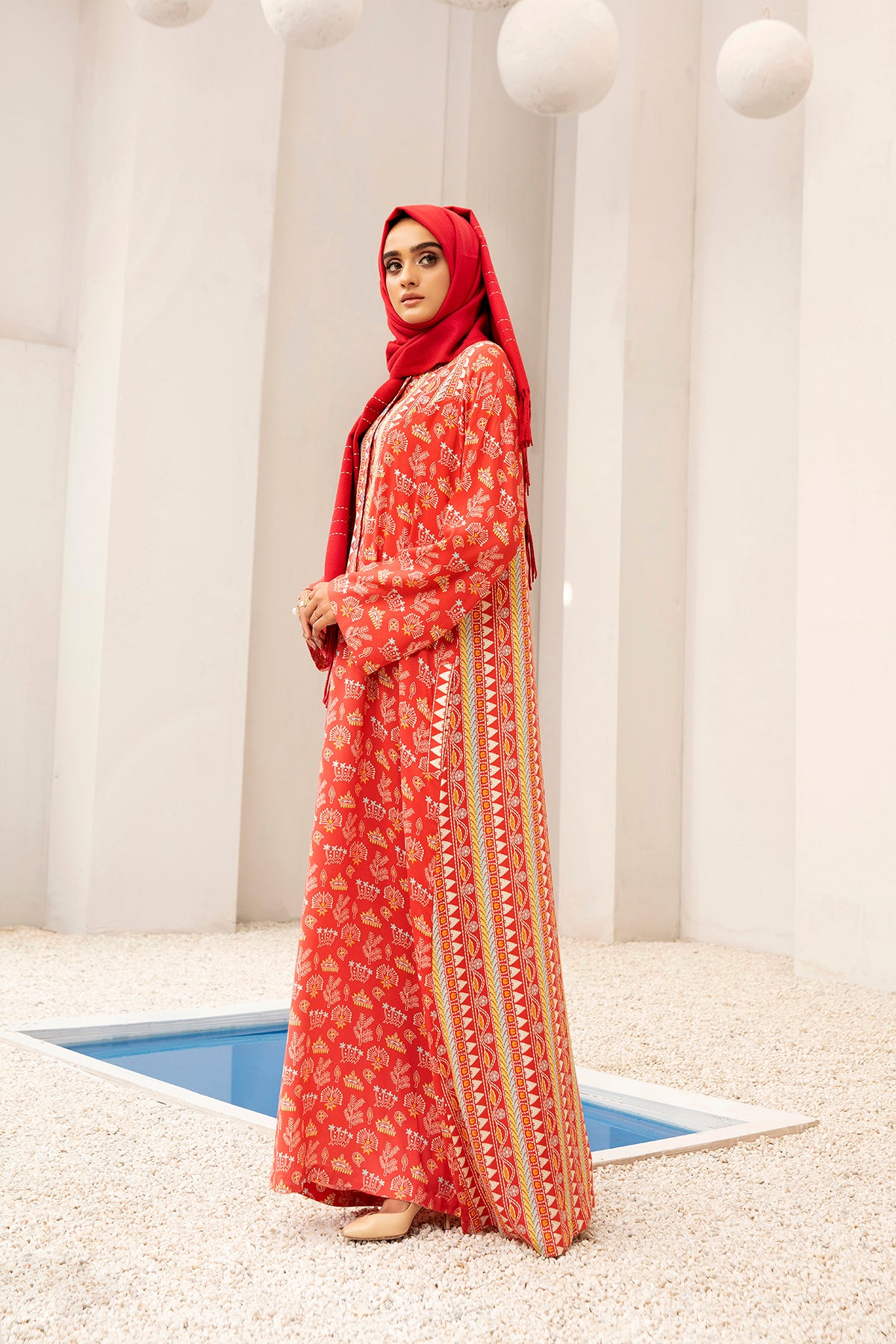 DW20-37 Digital Printed Linen Stitched Fustaan with Mask  1PC