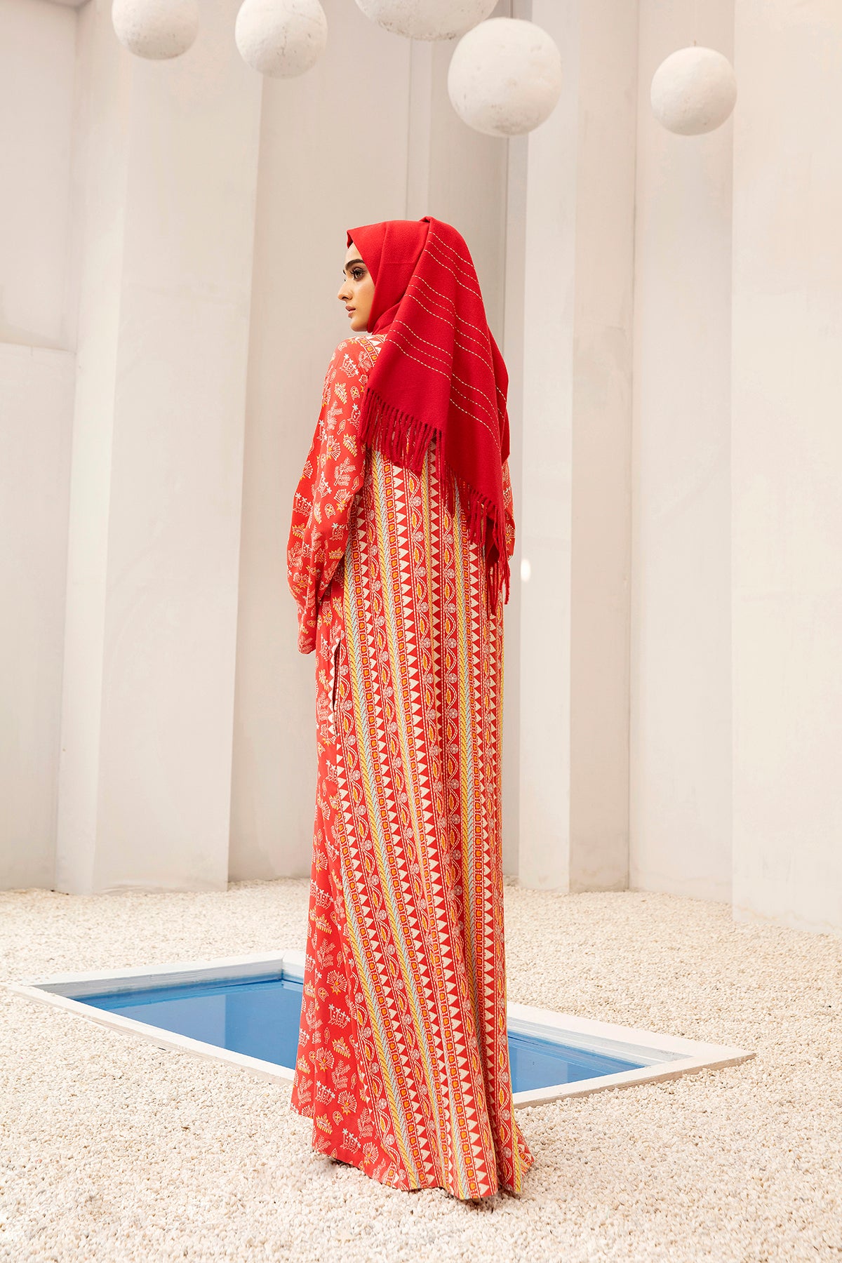 DW20-37 Digital Printed Linen Stitched Fustaan with Mask  1PC