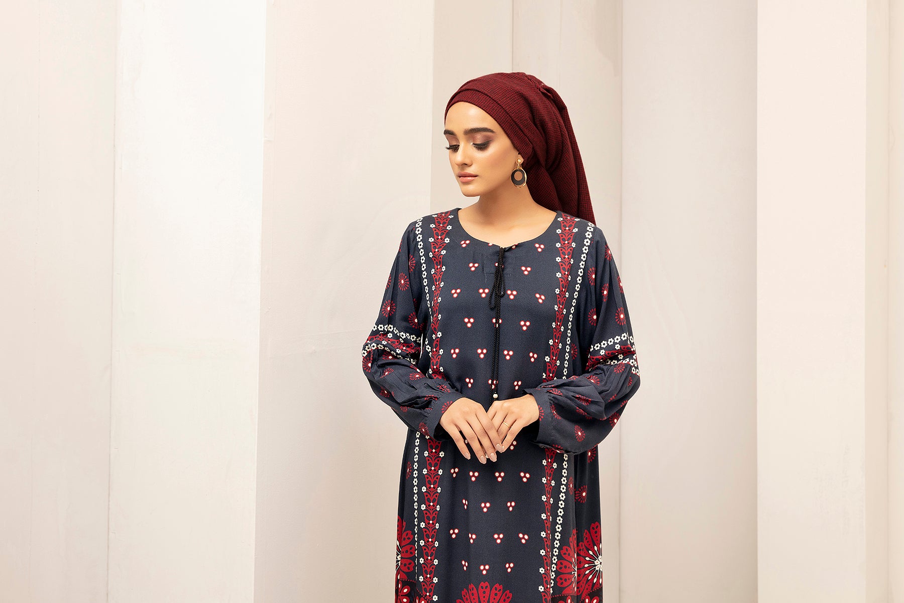 DW20-38 Digital Printed Stitched Fustaan with Mask 1PC