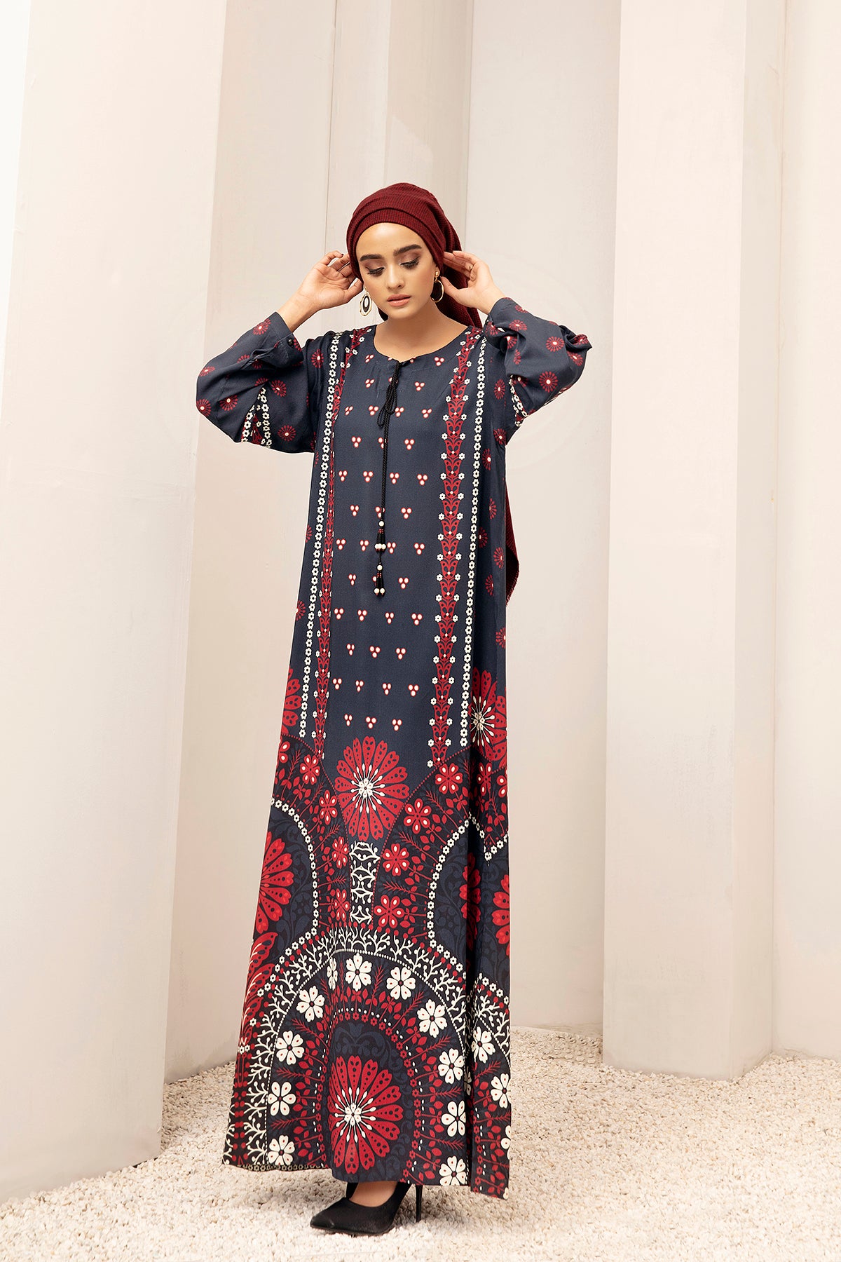 DW20-38 Digital Printed Stitched Fustaan with Mask 1PC