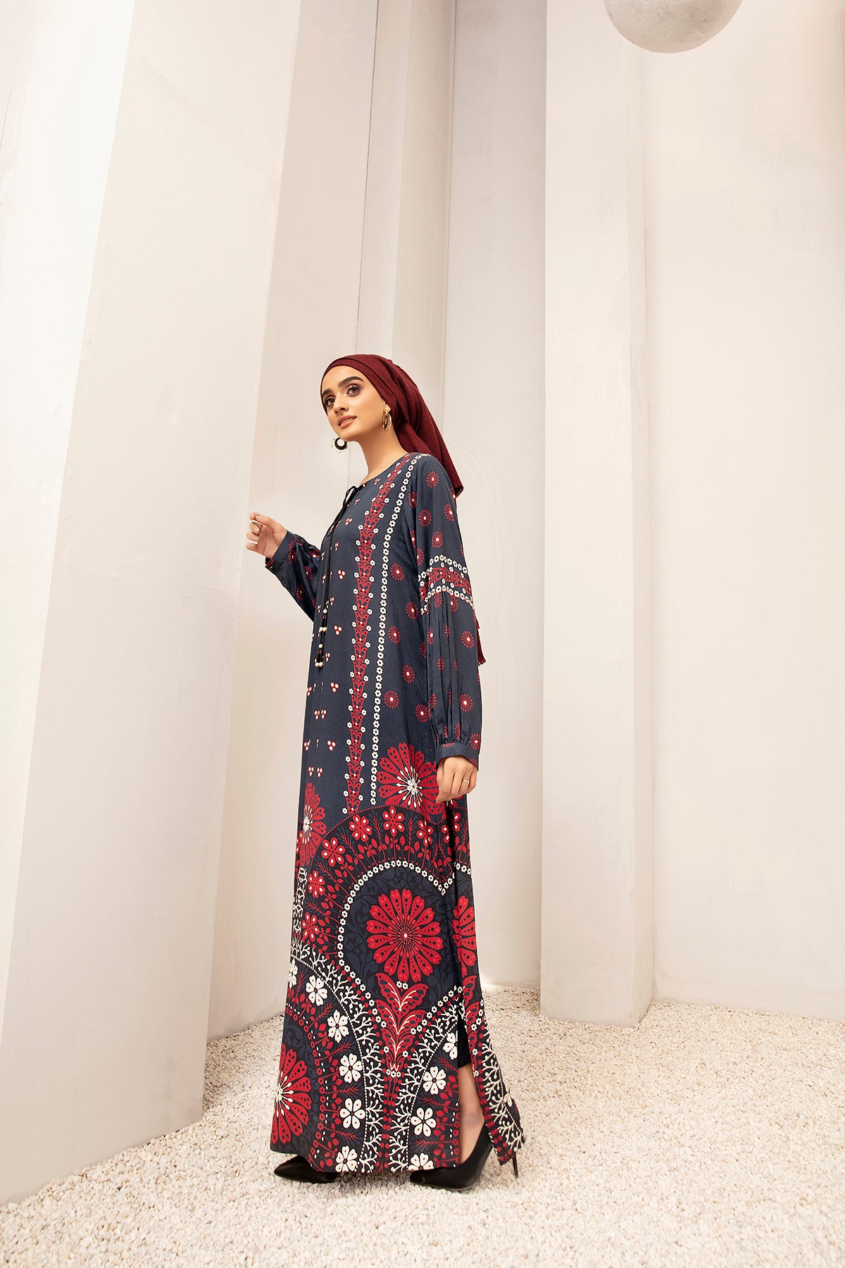 DW20-38 Digital Printed Stitched Fustaan with Mask 1PC