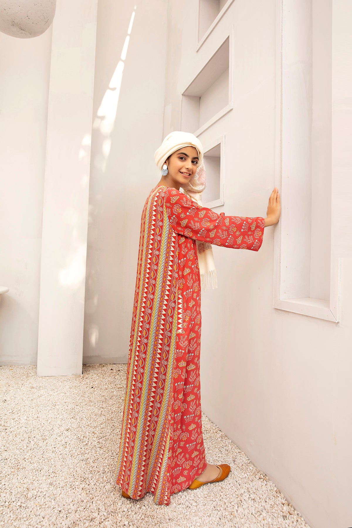 DW20-42 Digital Printed Stitched Fustaan for Kids with Mask  1PC