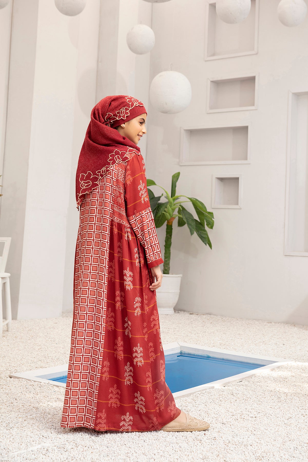 DW20-52 Digital Printed Linen Stitched Fustaan with Mask  1PC