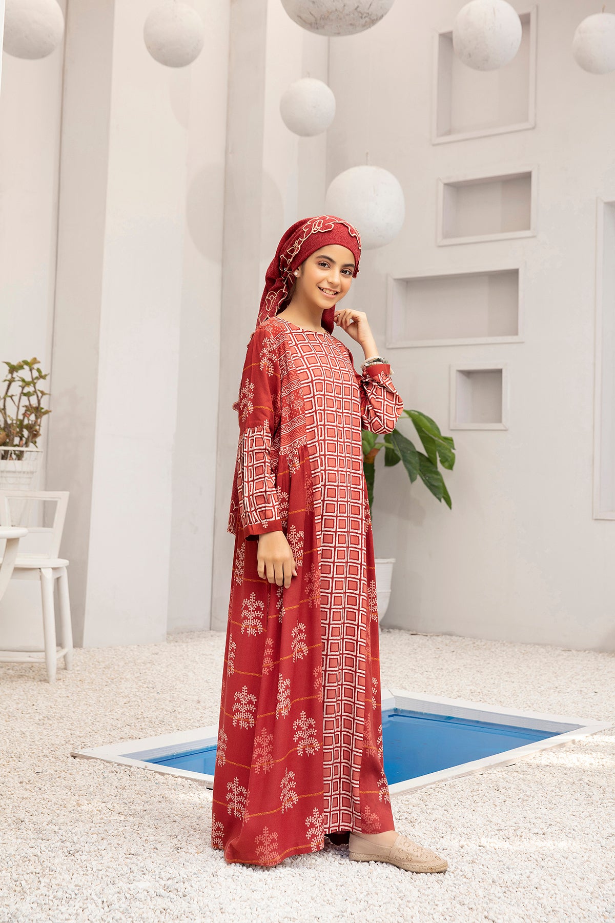 DW20-52 Digital Printed Linen Stitched Fustaan with Mask  1PC