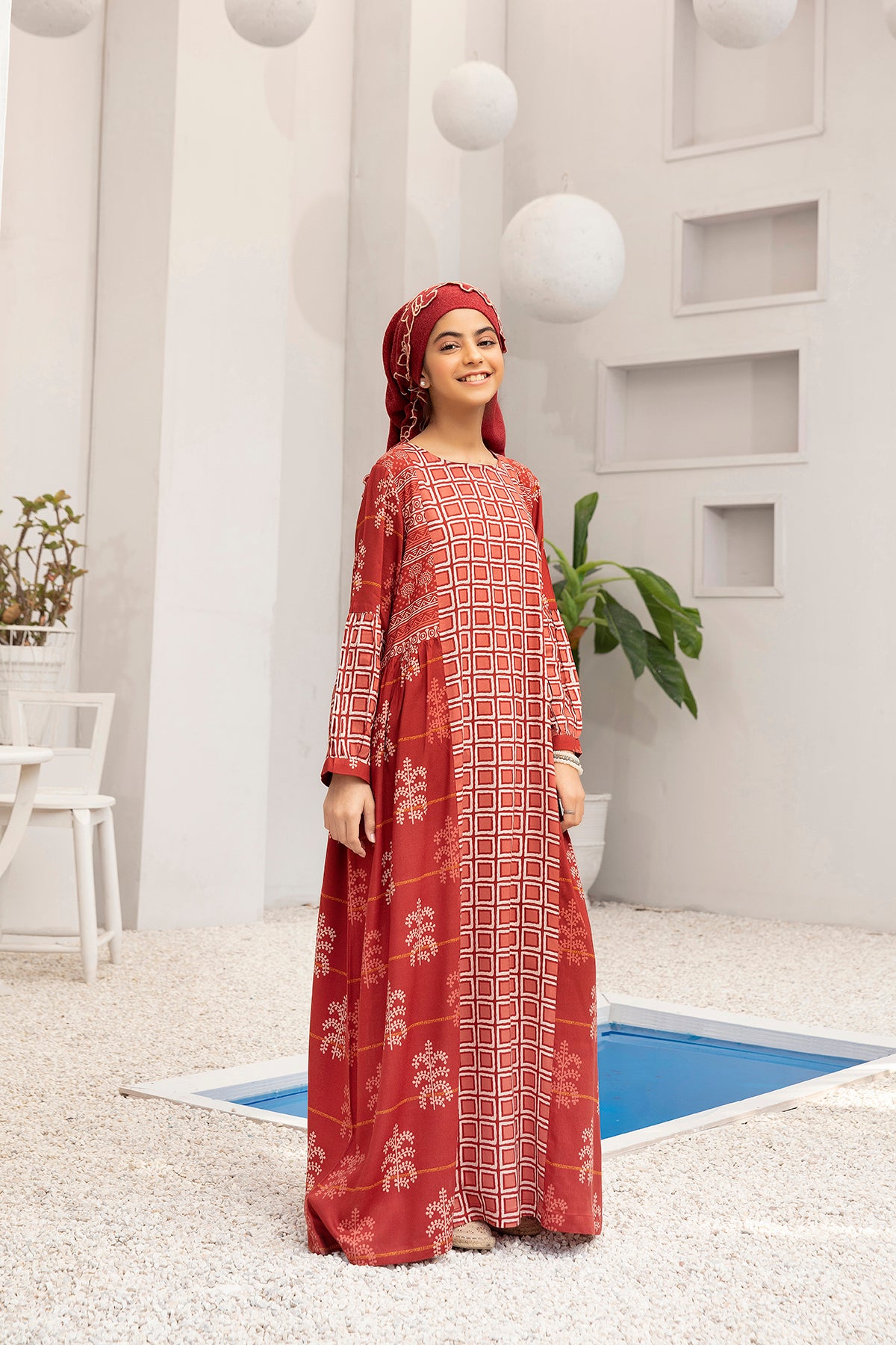 DW20-52 Digital Printed Linen Stitched Fustaan with Mask  1PC