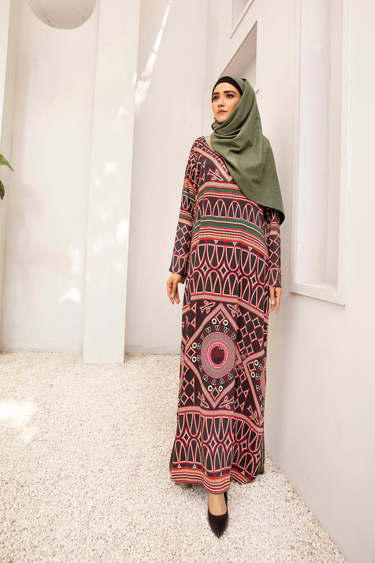 DW20-56 Digital Printed Linen Stitched Fustaan with Mask  1PC