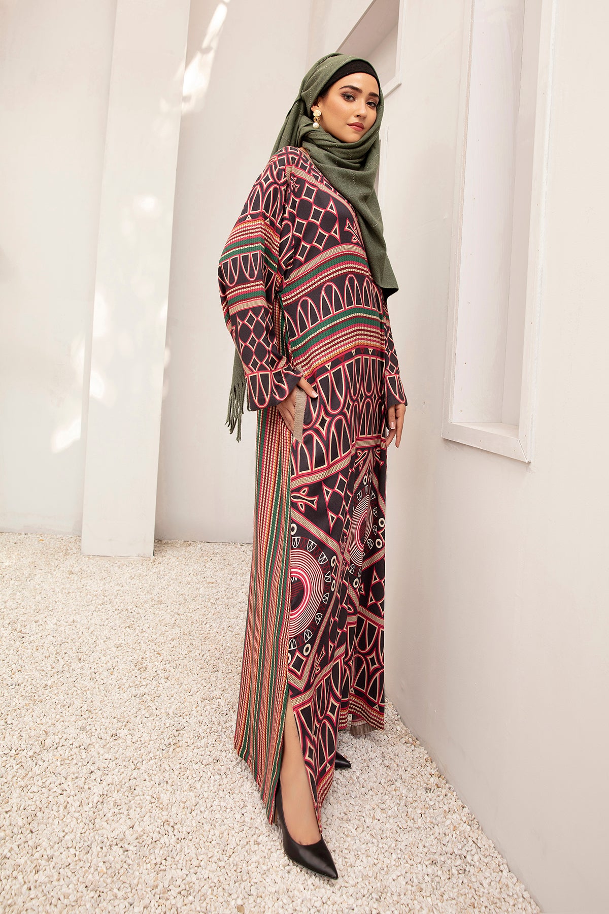 DW20-56 Digital Printed Linen Stitched Fustaan with Mask  1PC