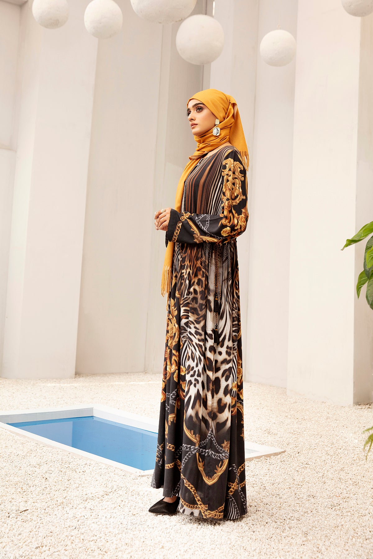 DW20-60 Digital Printed Linen Stitched Fustaan with Mask  1PC