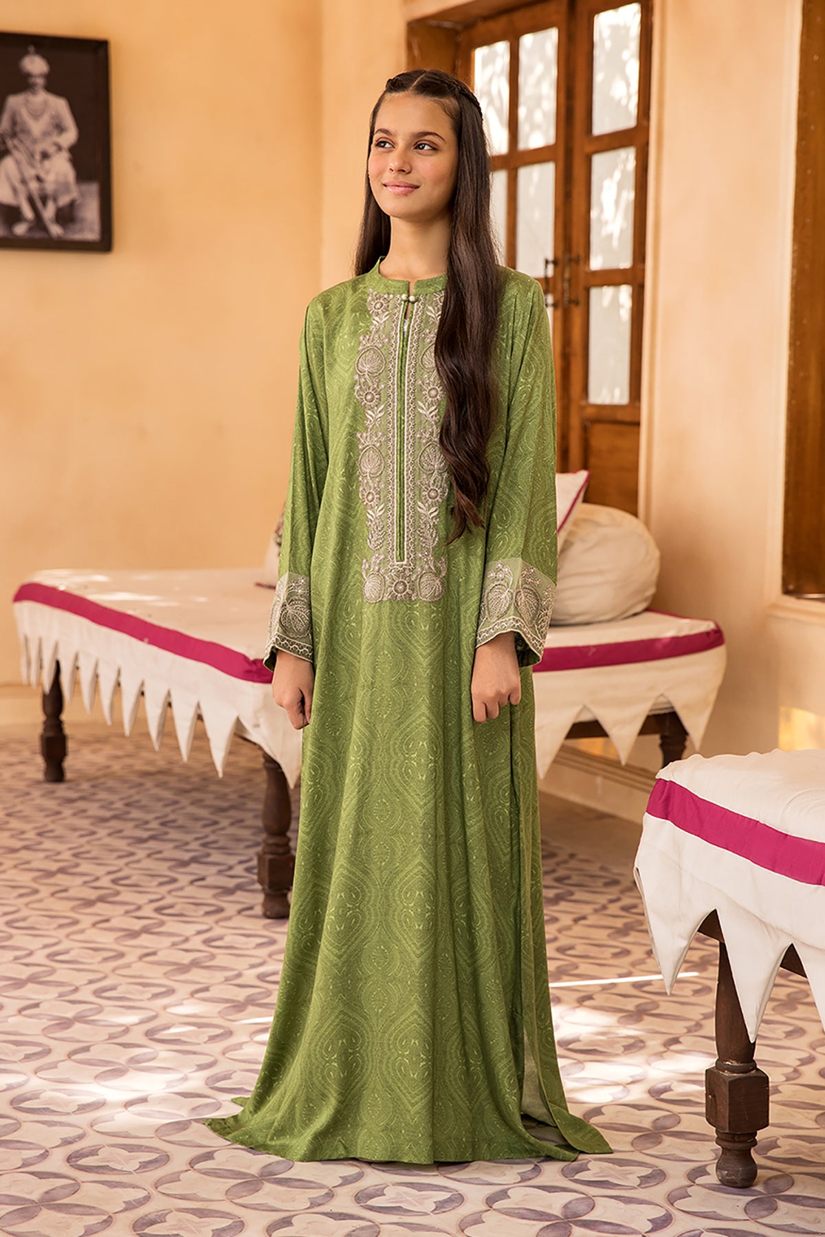 DW22-04-Printed Embroidered Fustaan 1PC