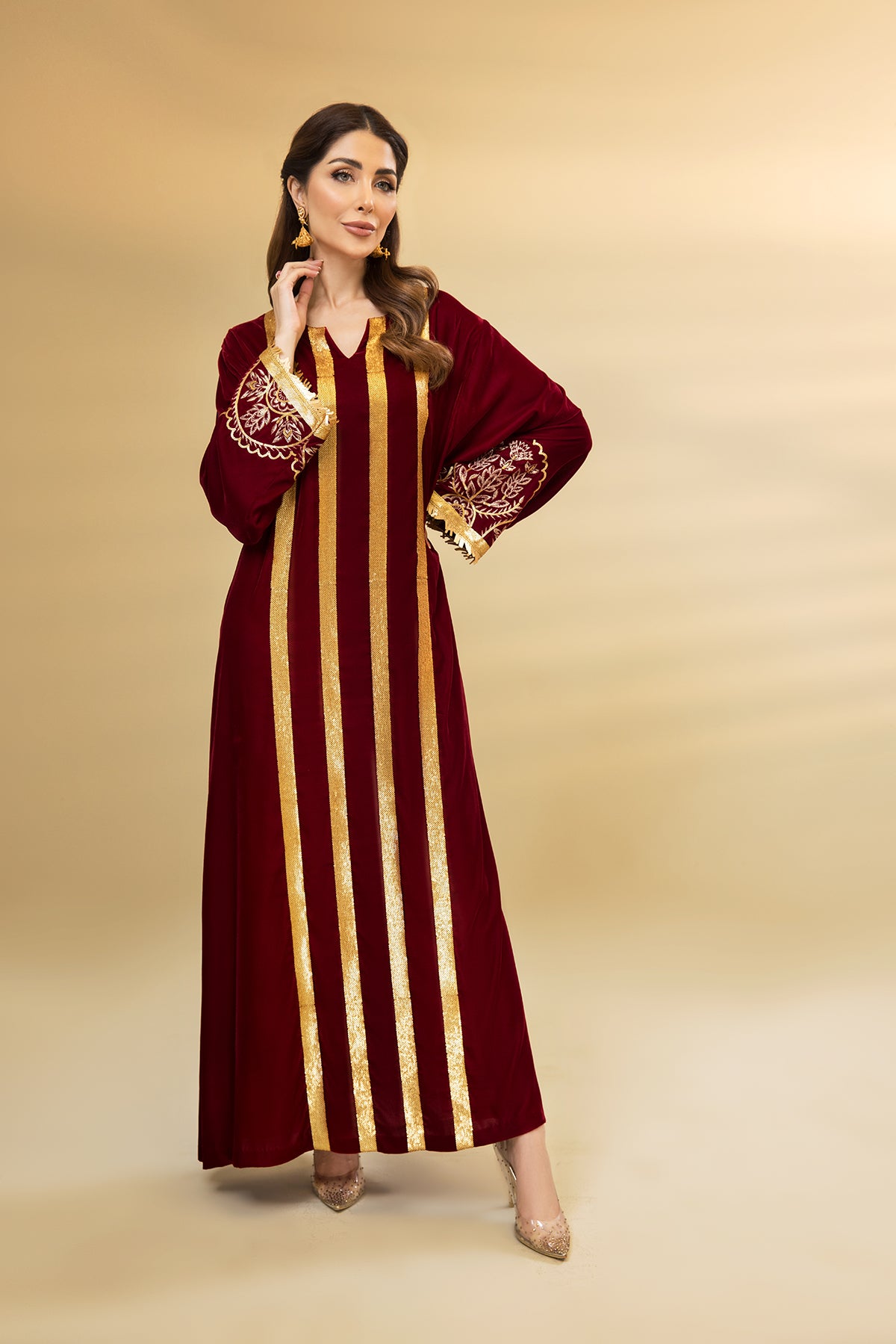 DW22-12-Drop Shoulder Embroidered Fustaan 1PC