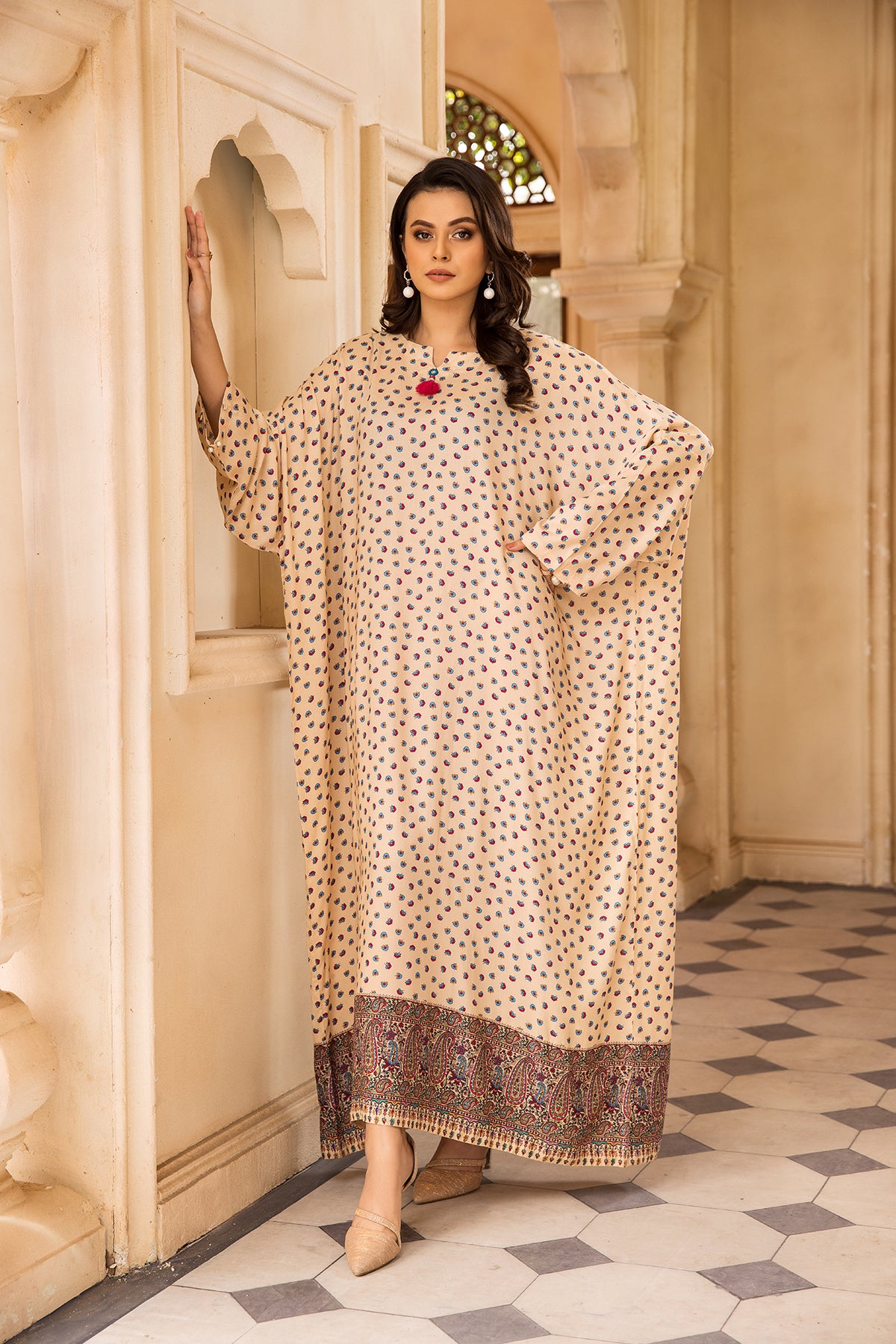 DW22-21-Printed Loose Cut Fustaan 1PC