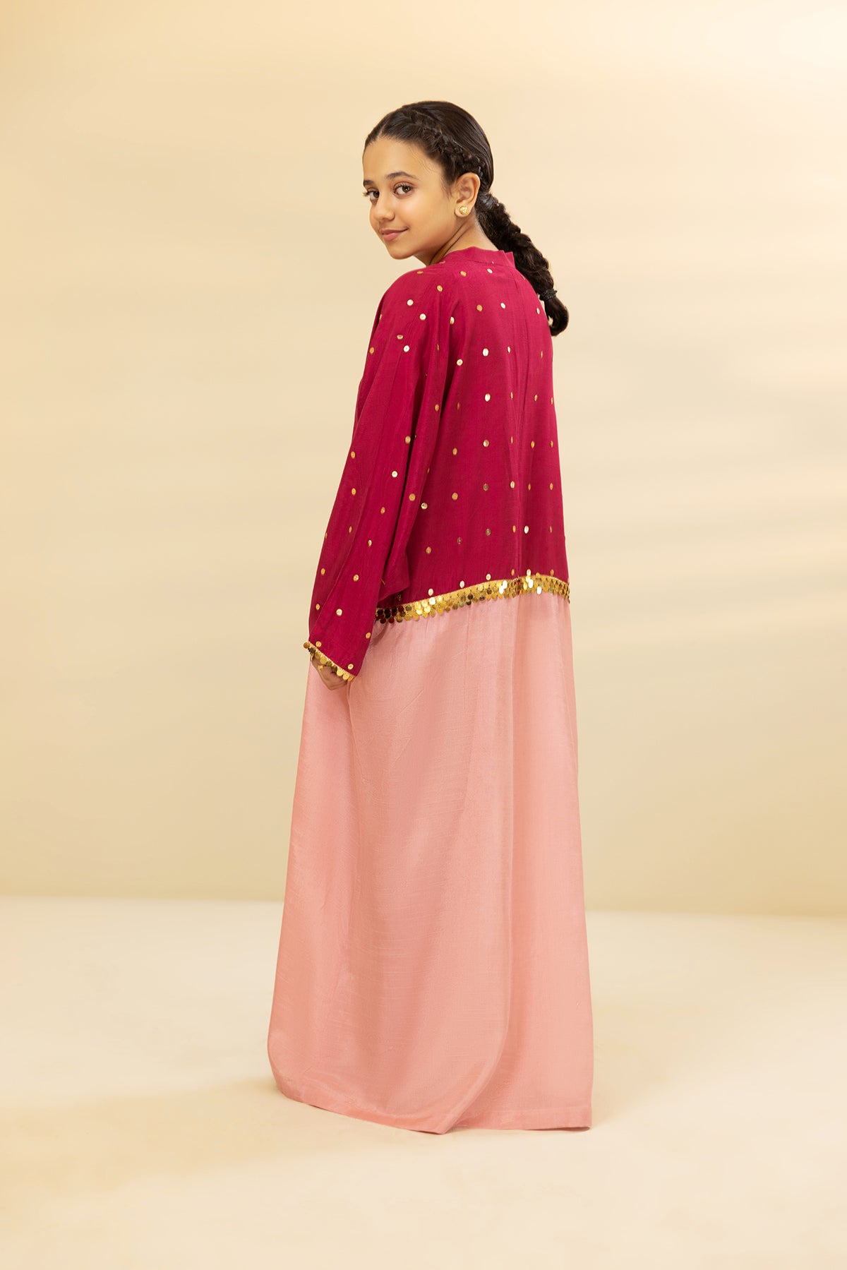 DW22-26-Band Neckline Embroidered Fustaan 1PC