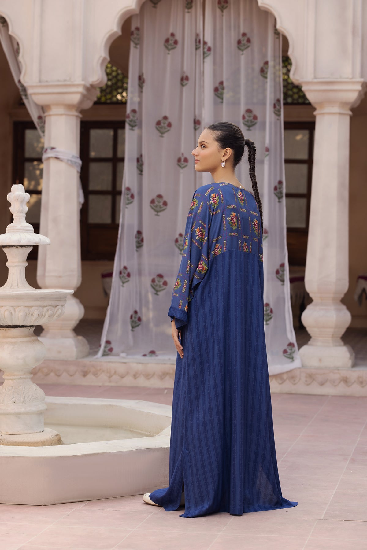 DW22-42-Pocket Detailing Printed Fustaan 1PC