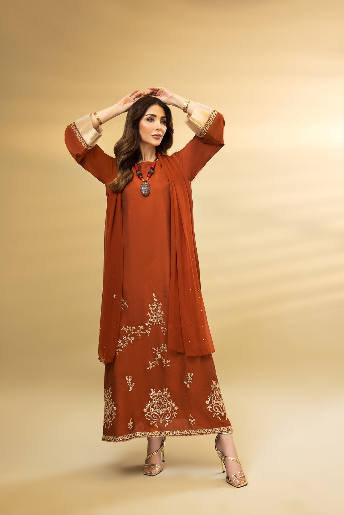 DW22-46-Embroidered Flared Fustaan 1PC
