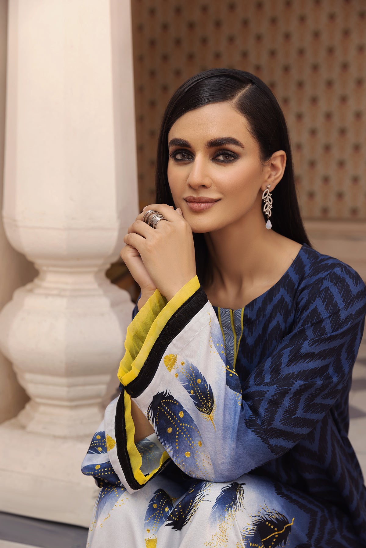 DW22-47-Lace Detailing Printed Fustaan 1PC