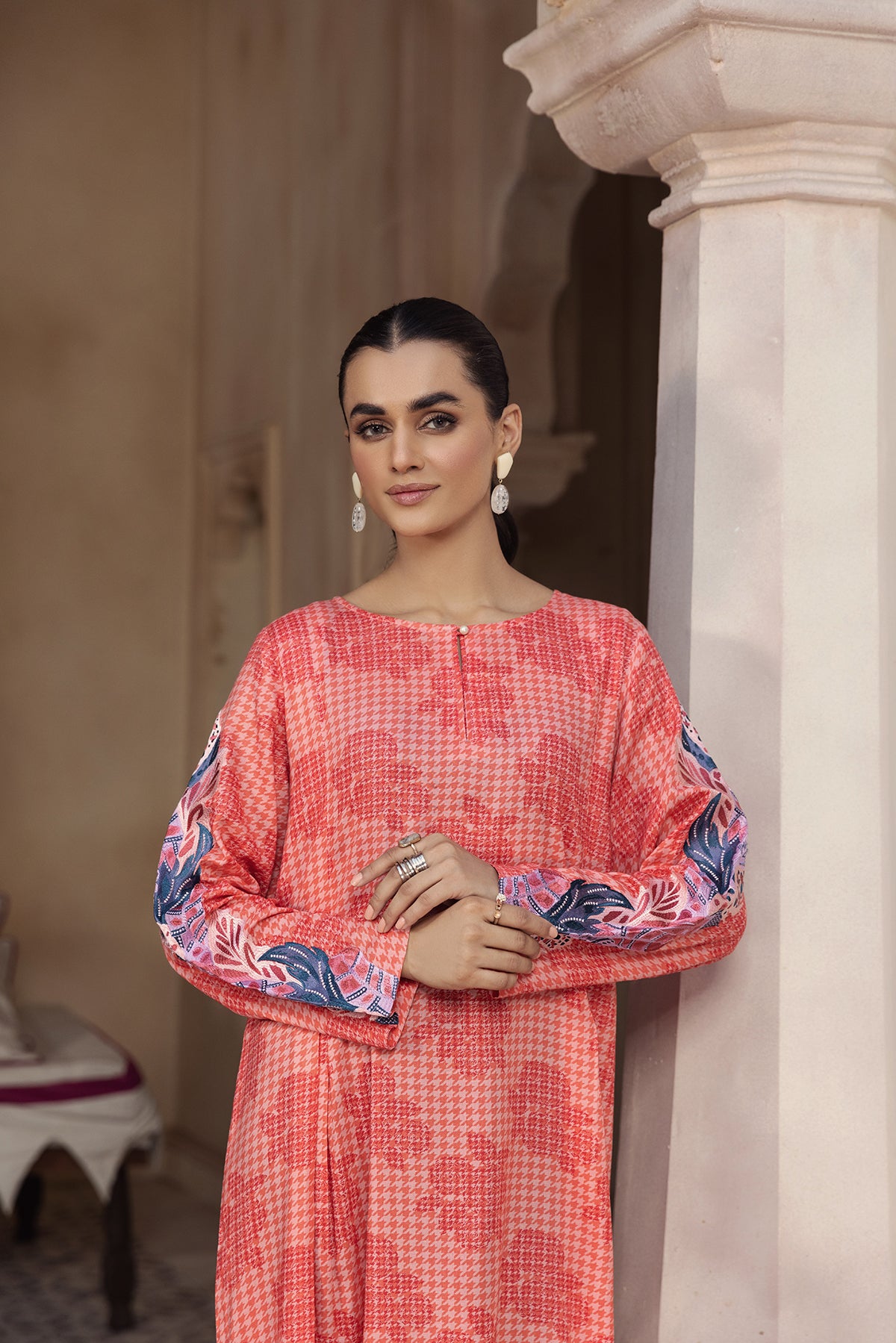 DW22-54-Printed Embroidered Fustaan 1PC