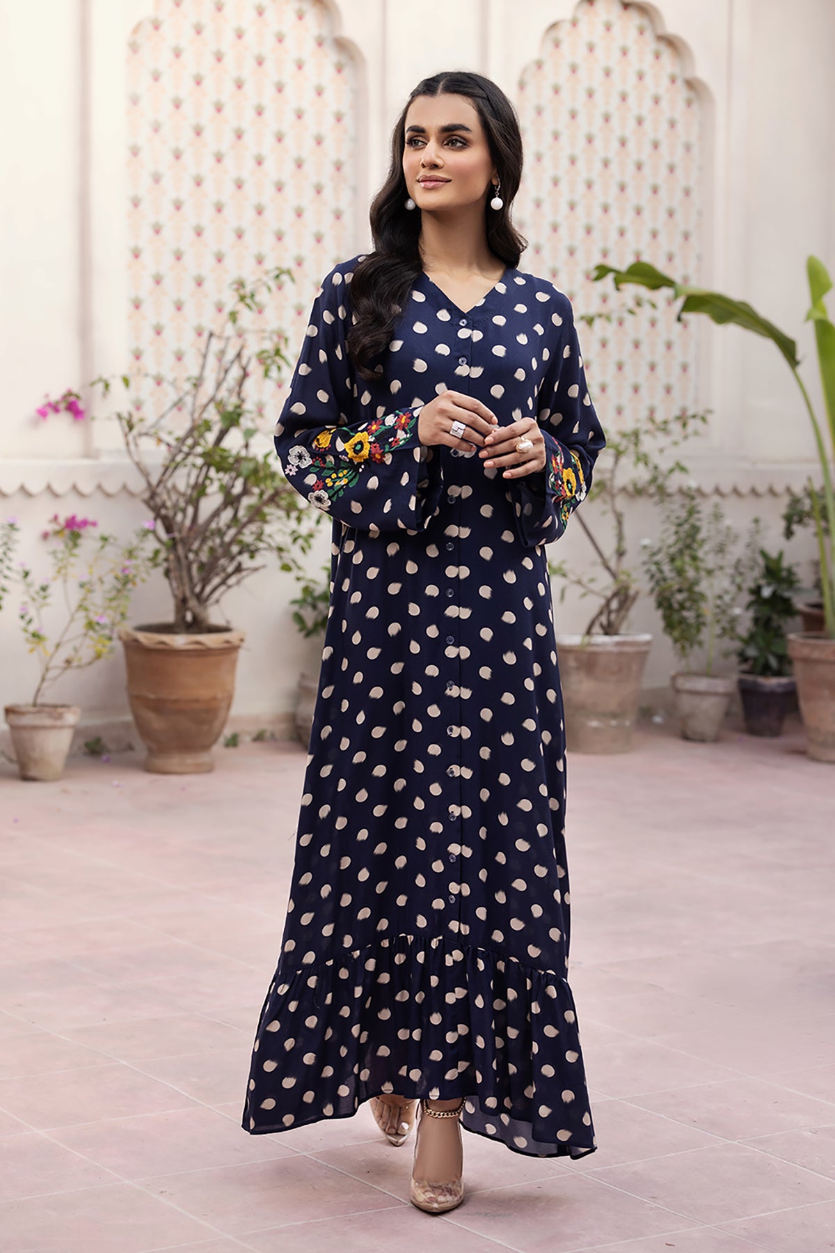 DW22-55-Printed Embroidered Fustaan 1PC
