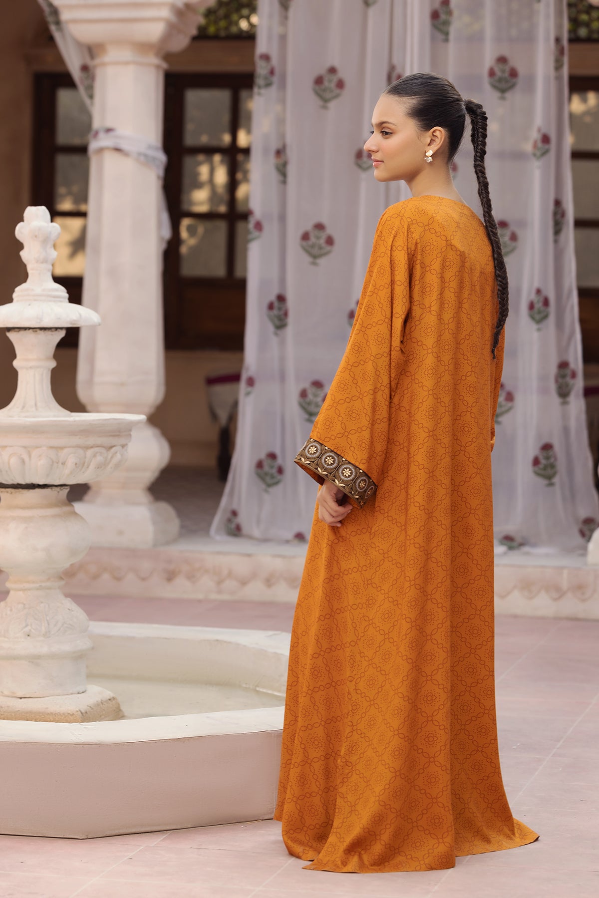 DW22-63-Printed Embroidered Fustaan 1PC