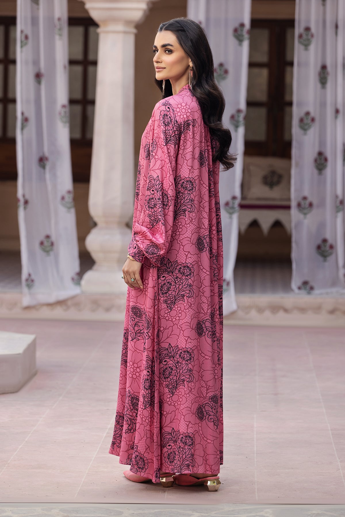 DW22-67-Button Down Printed Fustaan 1PC
