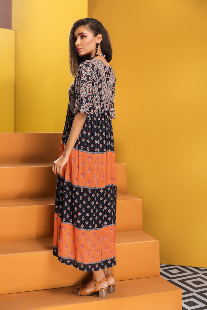 FS20-09 Digital Printed Micro Modal Fusion Dress - 1PC - Nishat Linen UAE