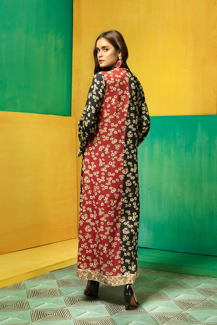 FS20-35 Printed Long Fusion Dress - 1PC - Nishat Linen UAE
