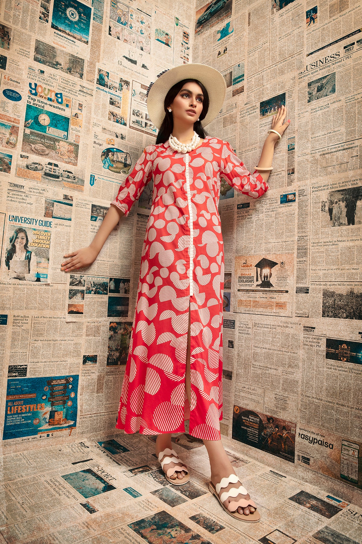 FS20-47 Digital Printed Micro Modal Long Fusion Dress & Mask - 1PC