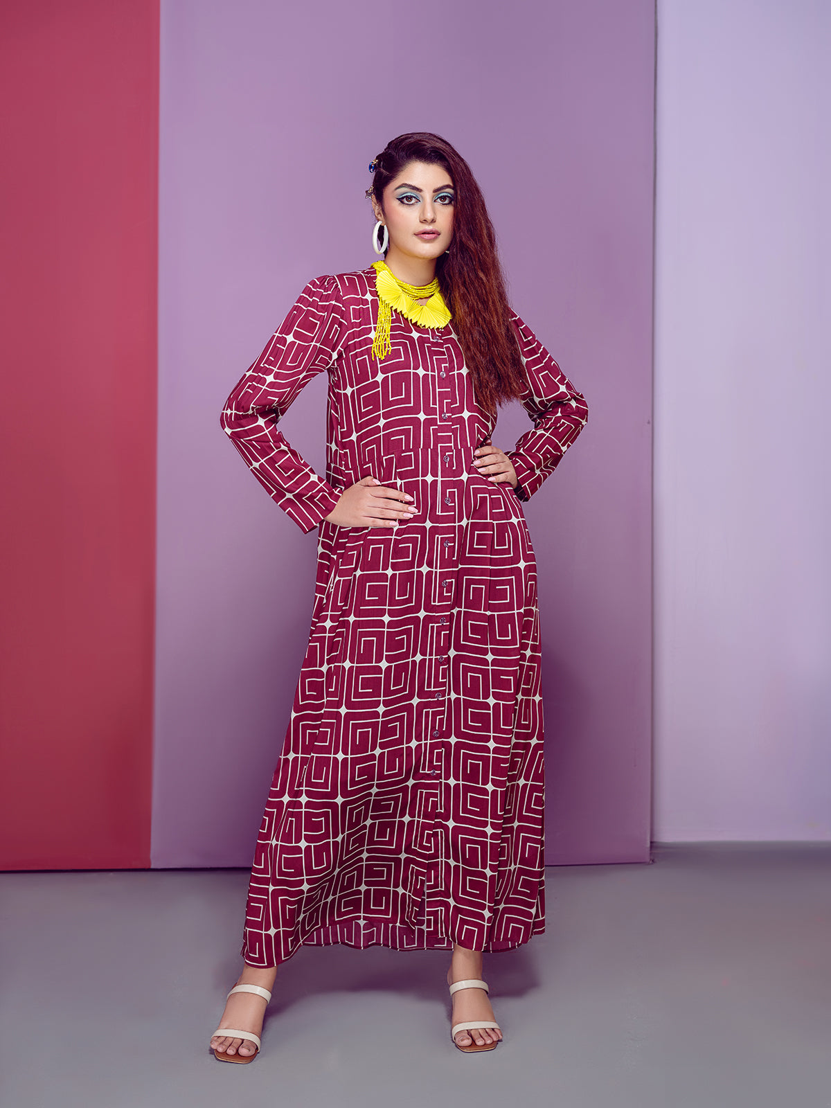 FS21-62 Printed Micro Modal Long Dress