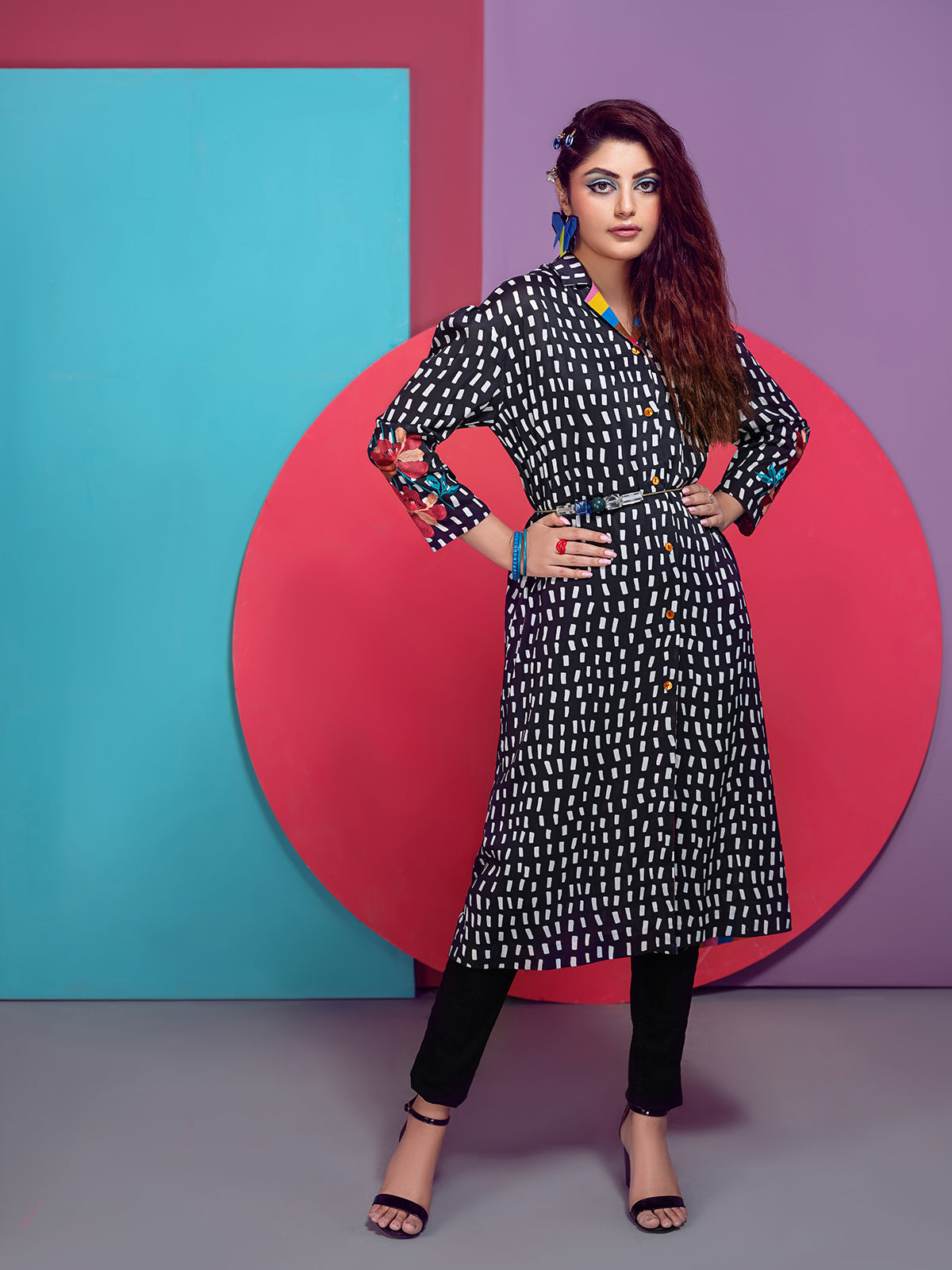 FS21-65-Mix and Match Printed Micro Modal Embroidered Tunic